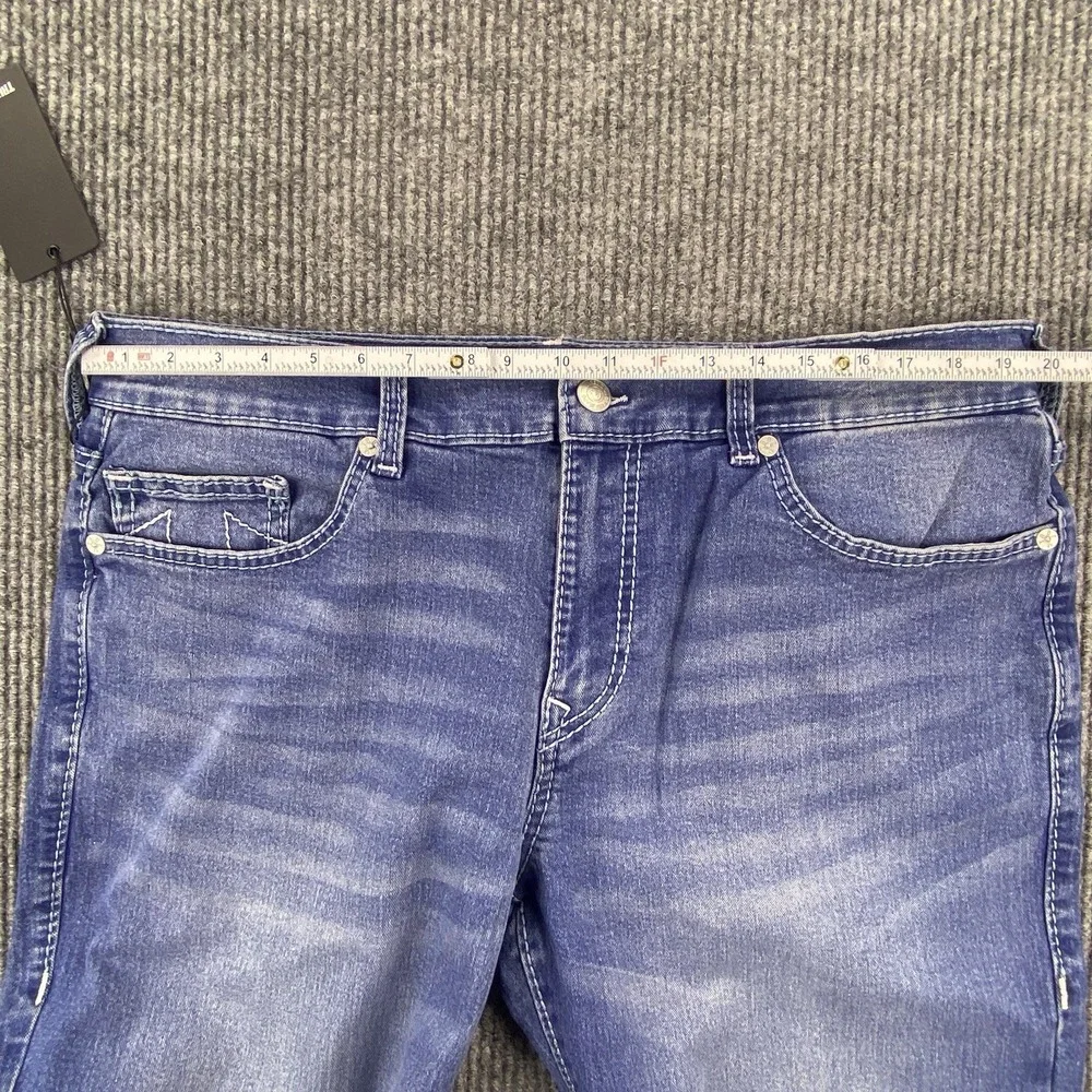 True Religion Geno Relaxed Slim Jeans Mens 38 Blue Denim Big T Stitch Y2K